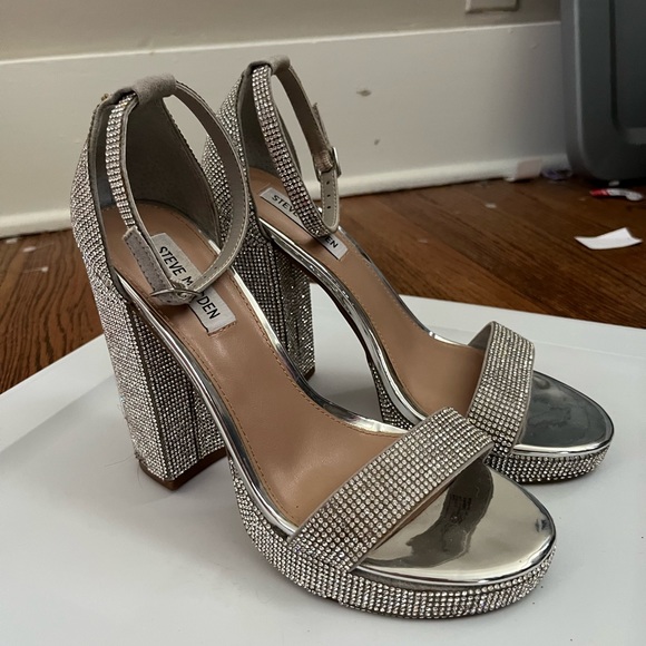 Steve Madden CARRSON-R CRYSTAL Chunky Heel Full Rhinestone Glam - Picture 9 of 12